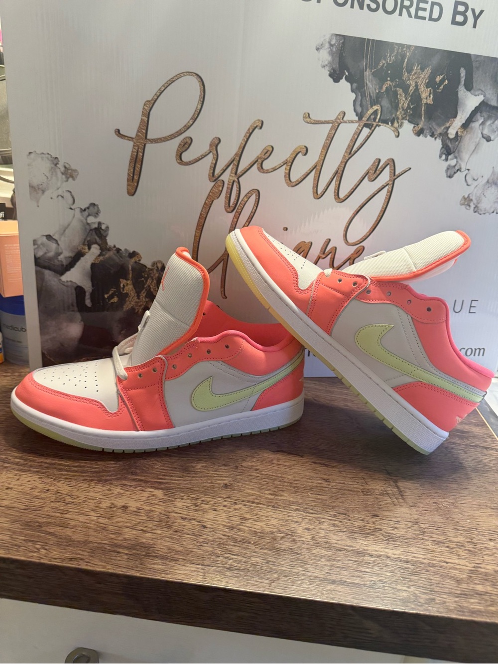 Nike Jordan 1 Low SE Lava Glow Sneakers in Coral, White & Pale Yellow
